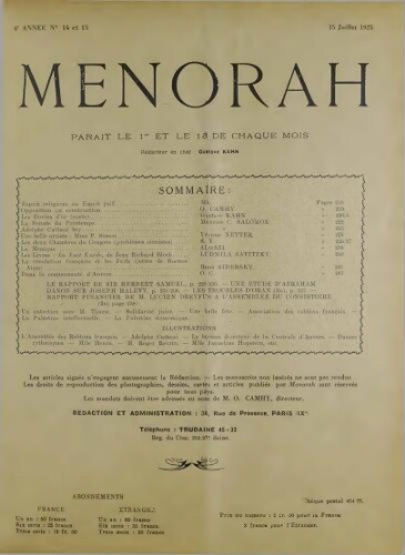 Menorah : L’Illustration Juive Vol.04 N°14-15 (25 juil. 1925)